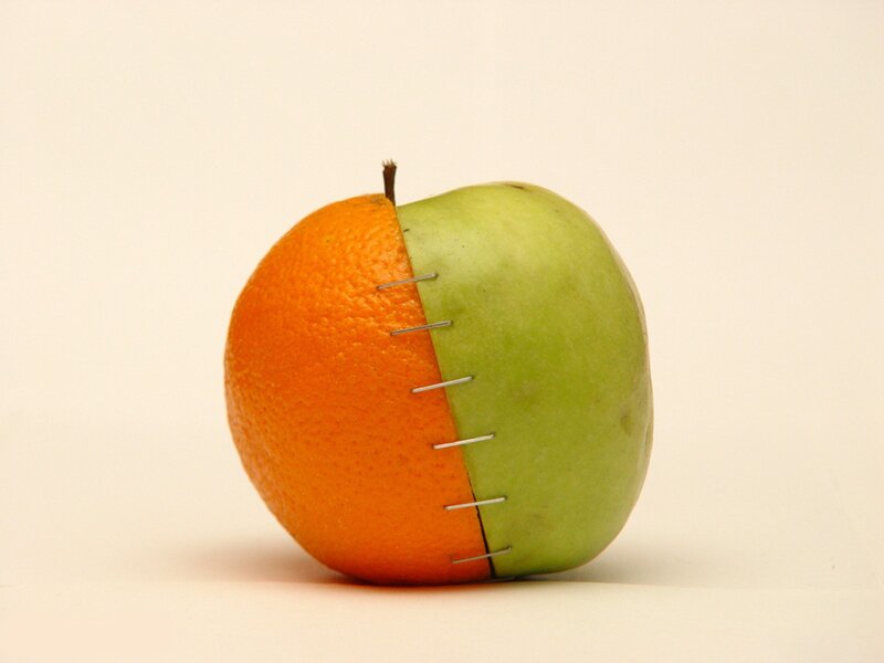 stitched orange and apple