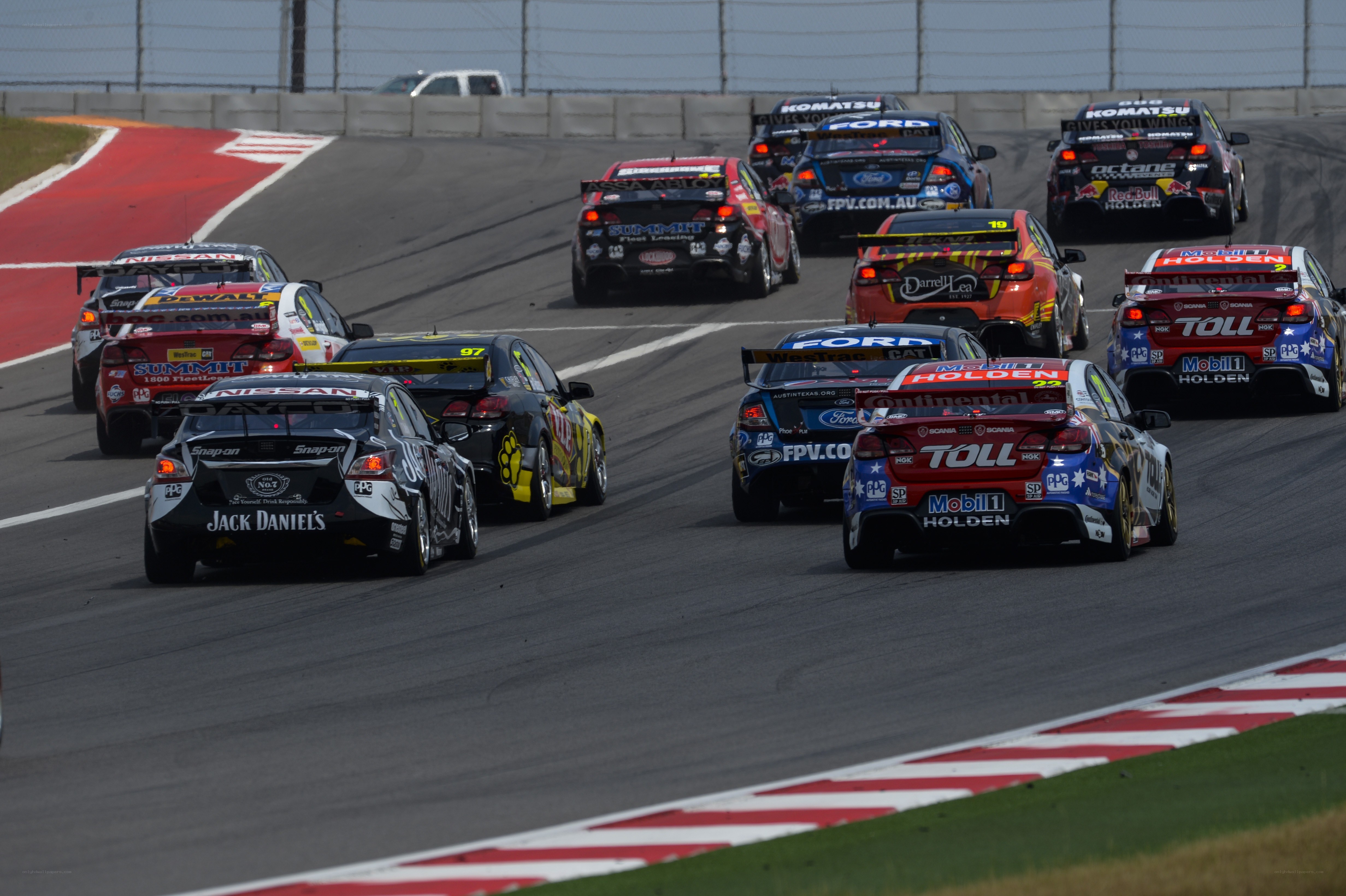 Stock car racing on a track