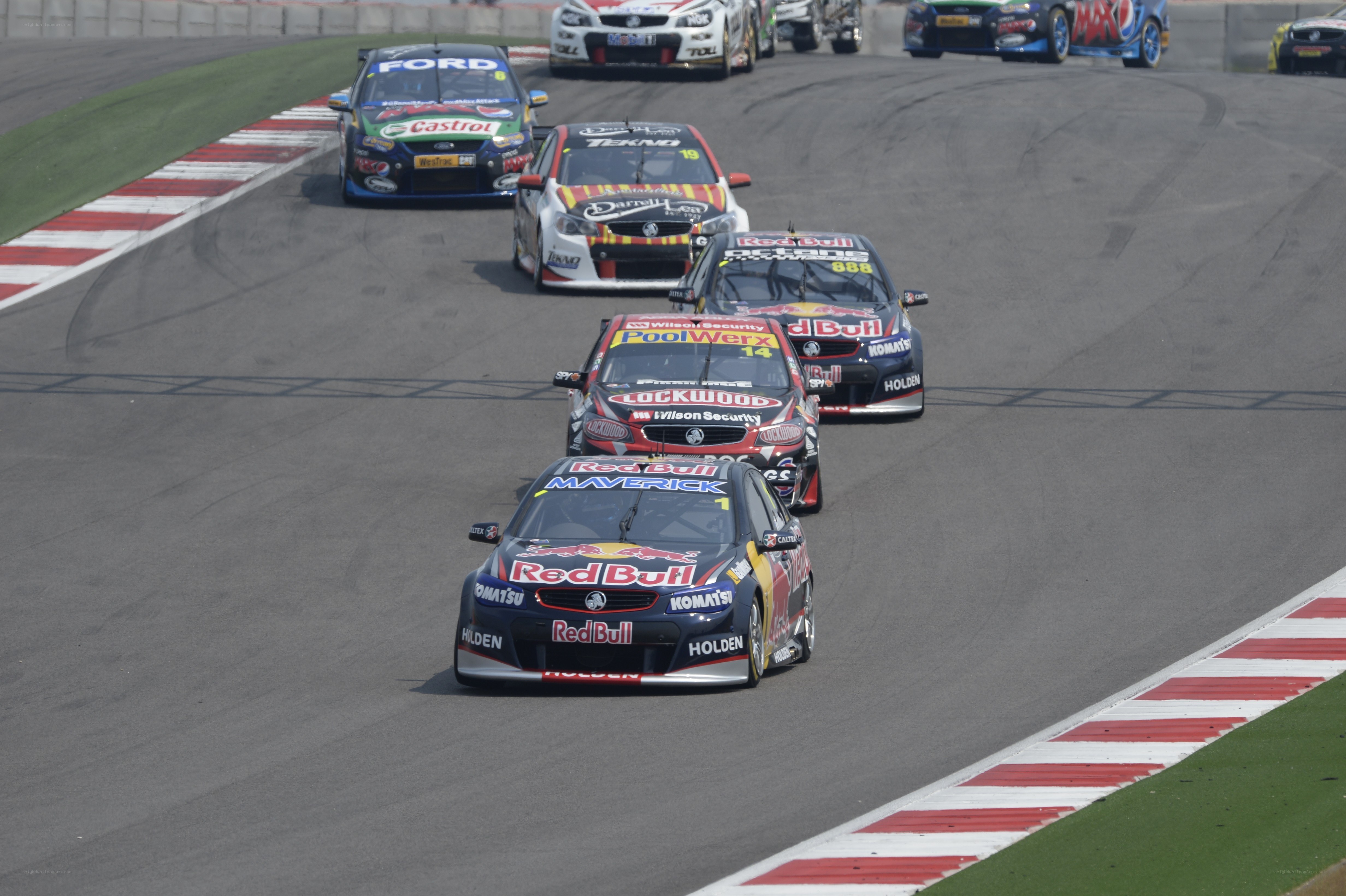 Stock car racing on a track