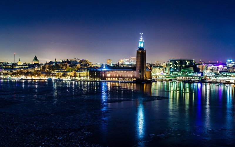 Stockholm city skyline at night