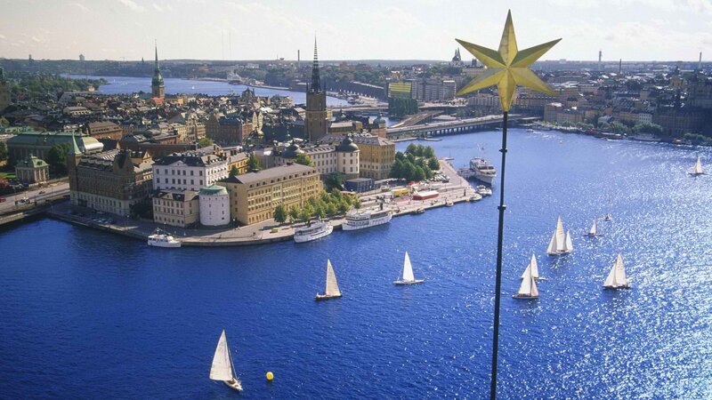 Stockholm cityscape with star