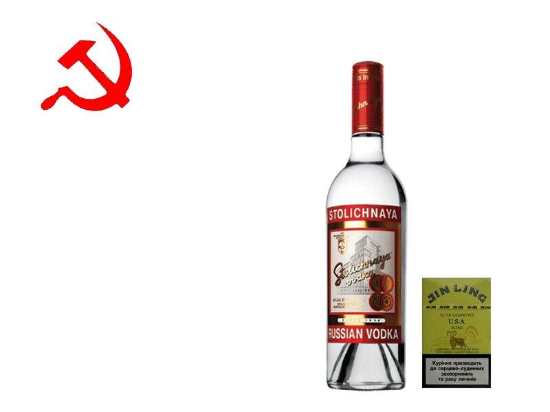 Stolichnaya vodka and Jin Ling cigarettes