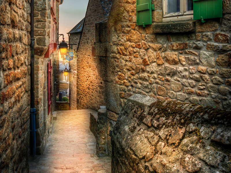 Stone Alley at Dusk