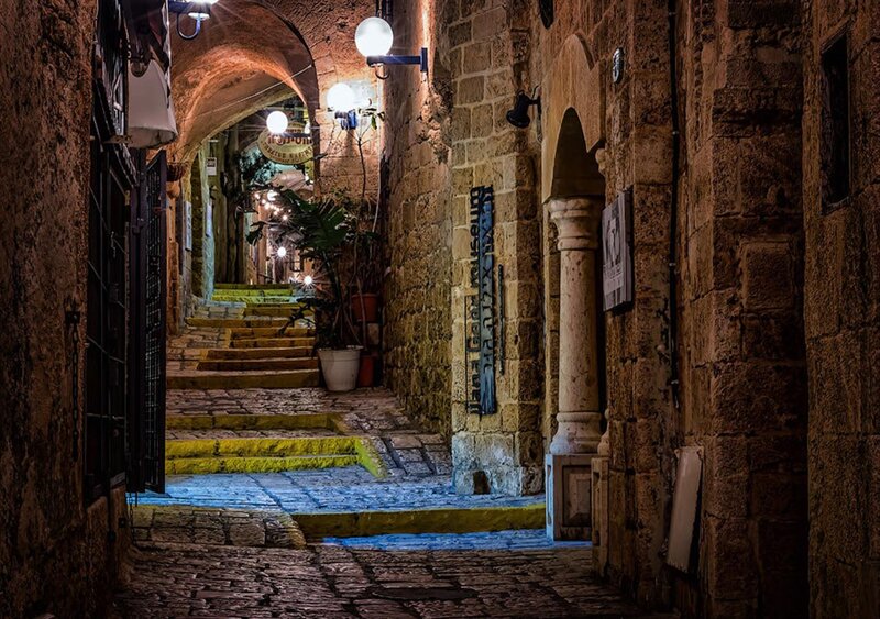 Stone Alley at Night