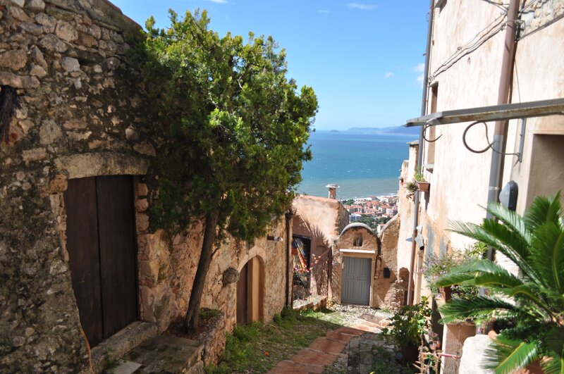 Stone alley overlooking the sea