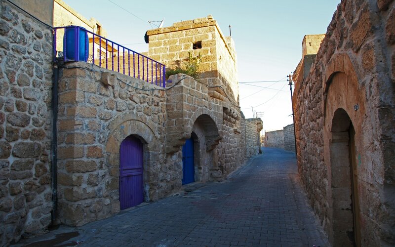 Stone Alley with Blue Doors