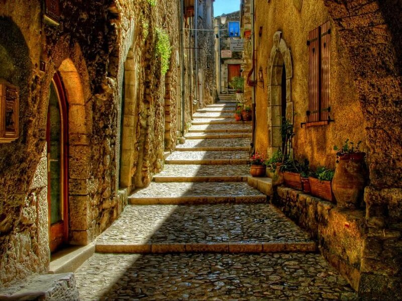 Stone Alleyway with Steps