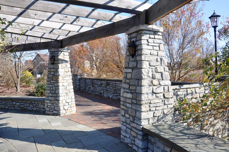 Stone and Wood Pergola