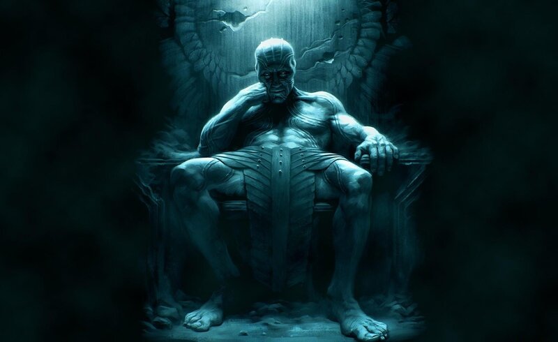 stone angel on throne