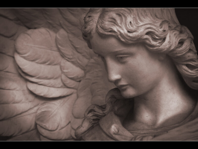 Stone Angel Sculpture — Brown