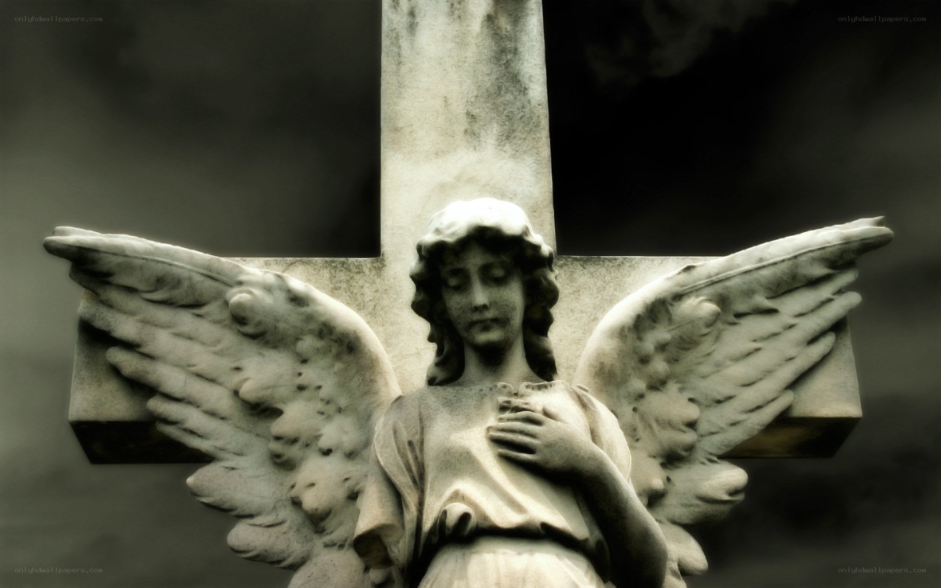 stone angel statue at cemetery