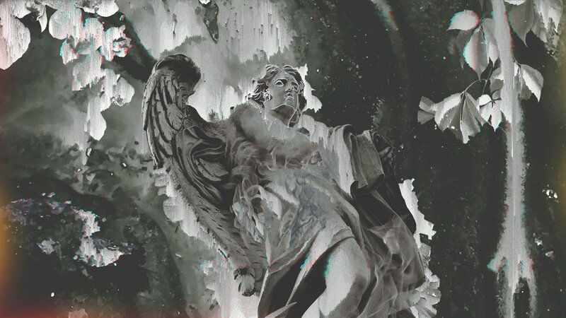 Stone Angel Statue — Black, Dramatic, Digital Art, Wings