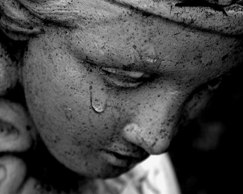 Stone Angel Statue — Black, Somber, Photograph