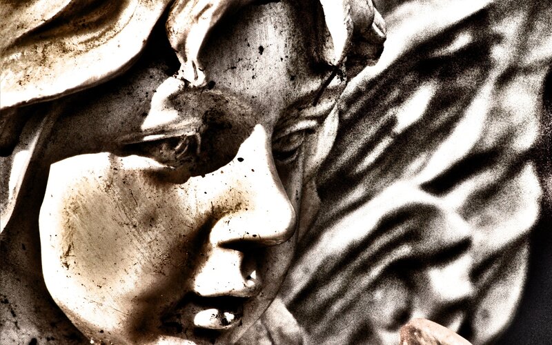Stone Angel Statue — Black