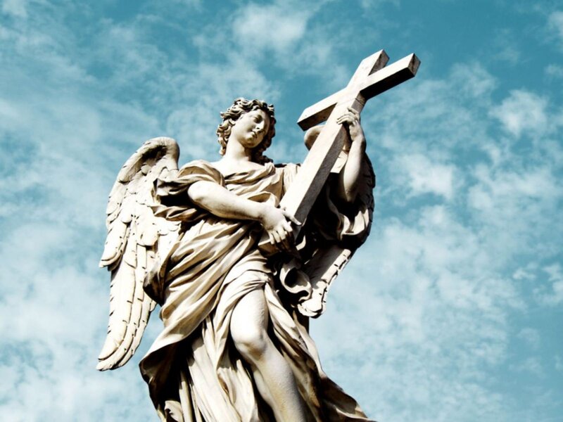 Stone Angel Statue — Blue, Serene, Afternoon