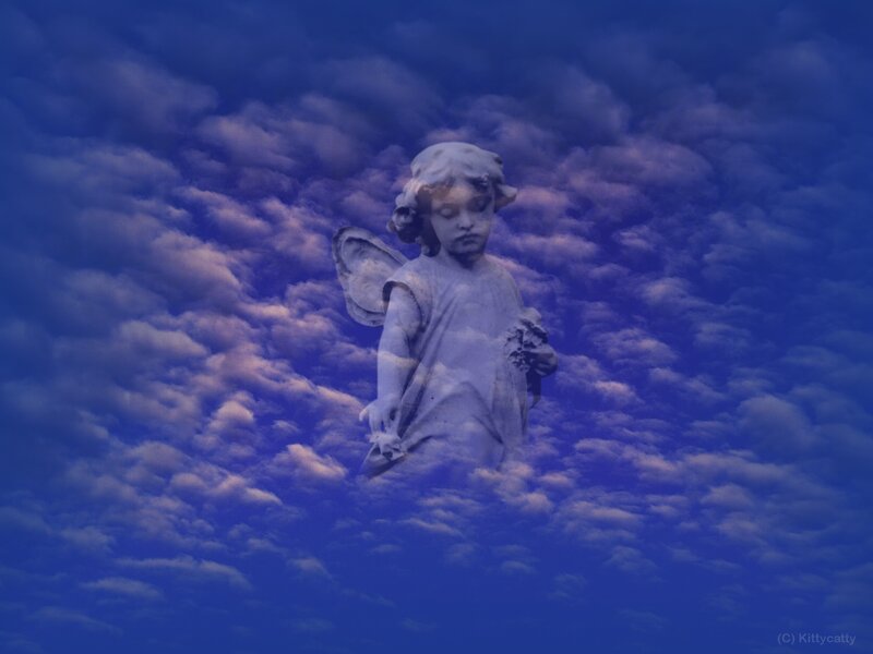 Stone Angel Statue — Blue, Serene