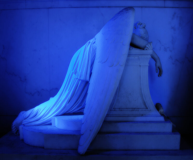 Stone Angel Statue — Blue