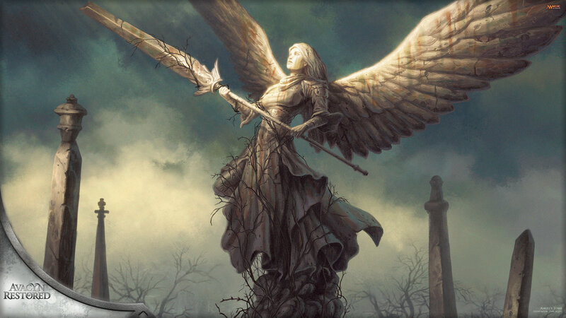 Stone Angel Statue — Gray, Dramatic, Digital Art