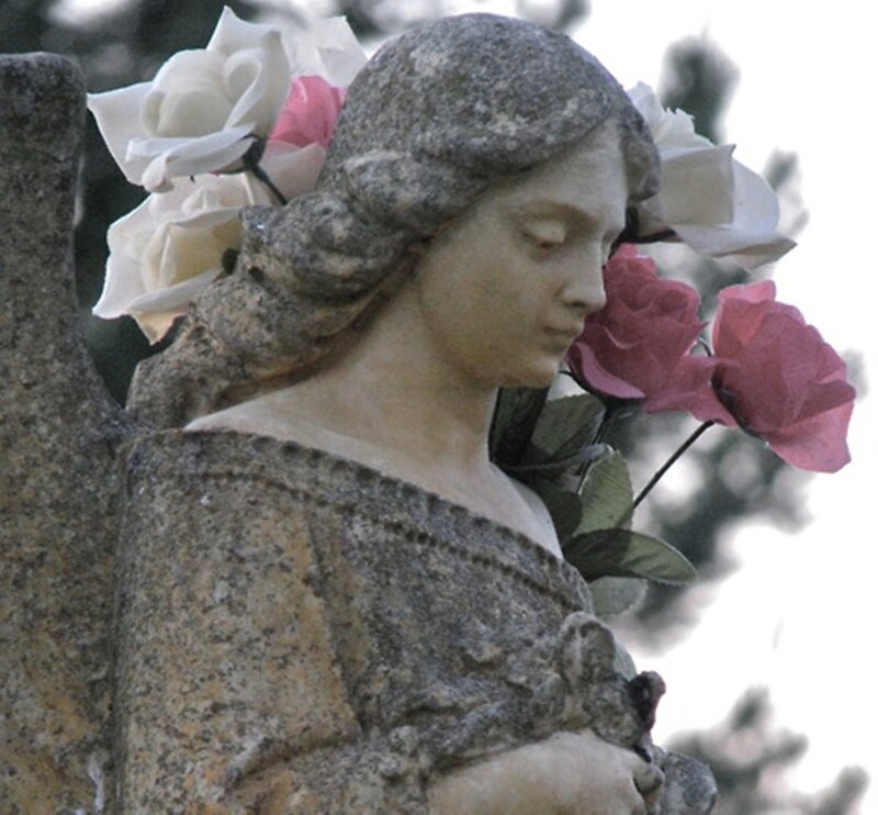 Stone Angel Statue — Gray, Somber
