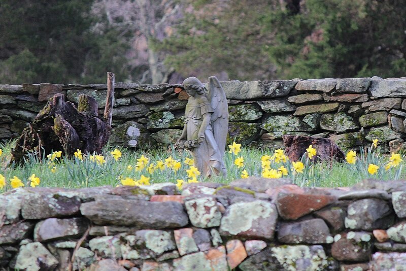 Stone Angel Statue — Green, Serene, Spring