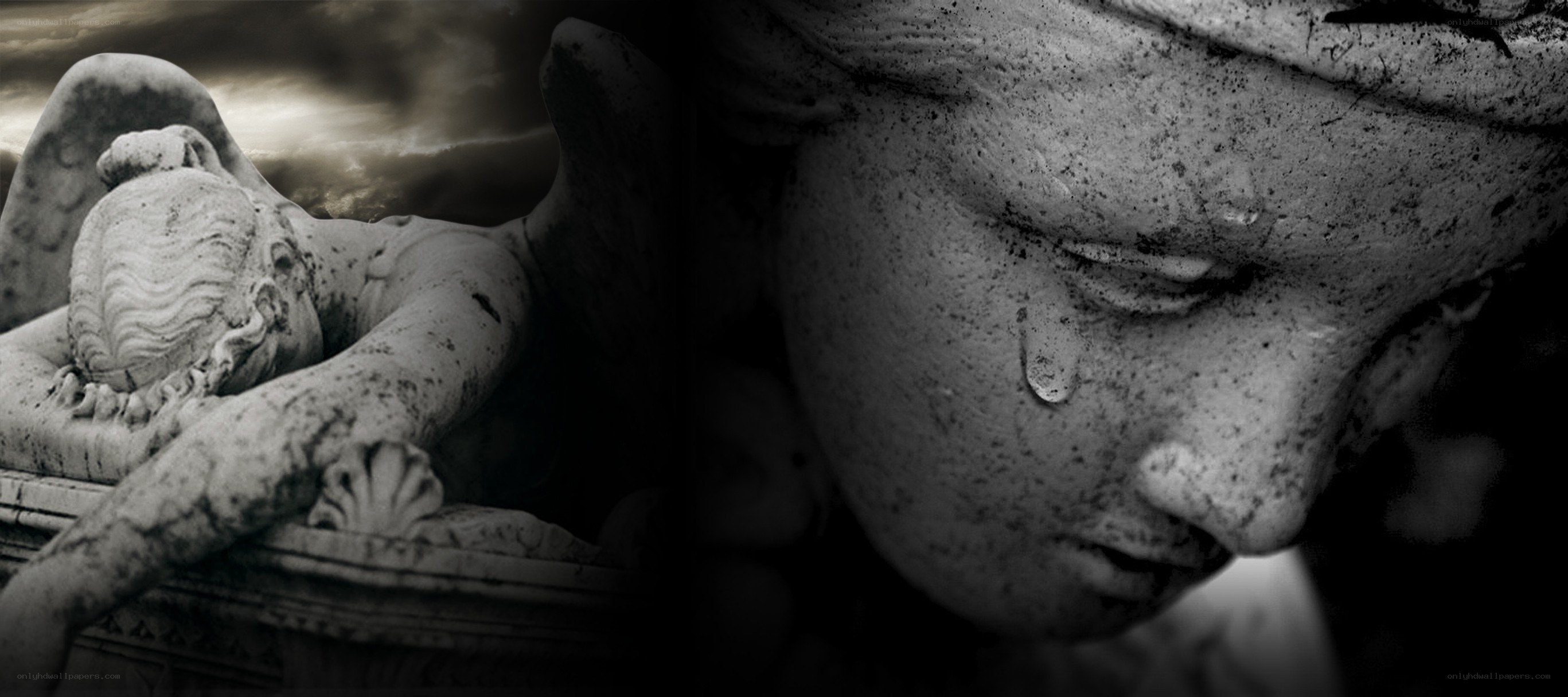 stone angel statue in mourning