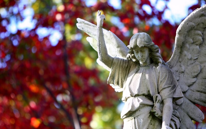 Stone Angel Statue — Red