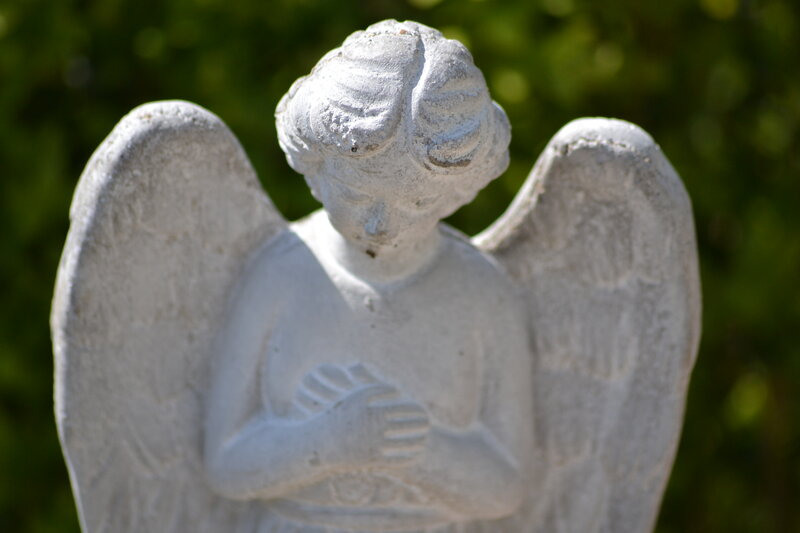 Stone Angel Statue — White, Serene, Afternoon