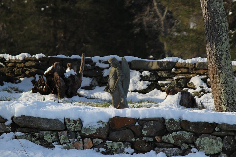 Stone Angel Statue — White, Serene, Winter