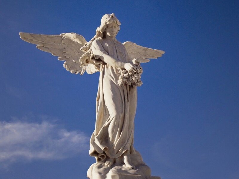 Stone Angel Statue — White