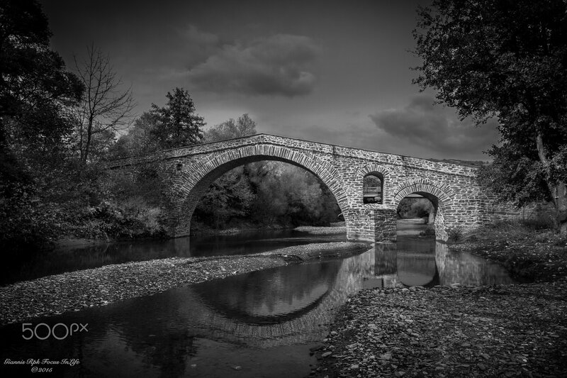 Stone Arch Bridge — Black, Dramatic, Photograph