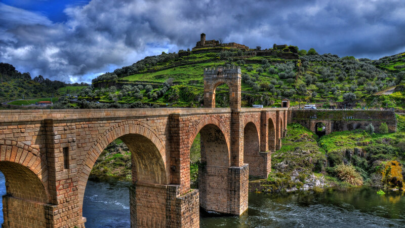 Stone Arch Bridge — Blue, Dramatic, Afternoon, Photograph, River