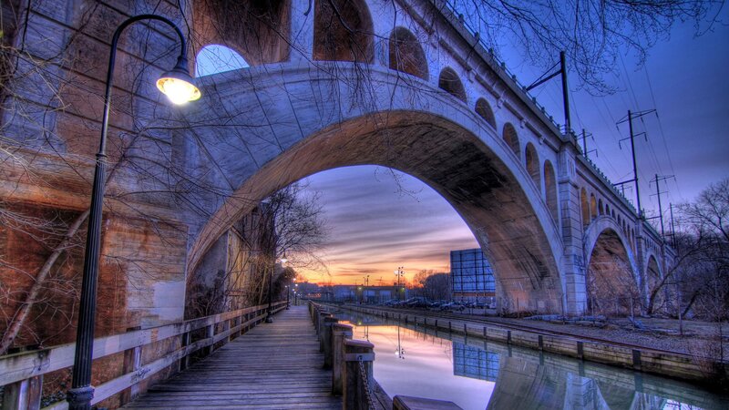 Stone Arch Bridge — Blue, Dramatic, Sunset, Photograph