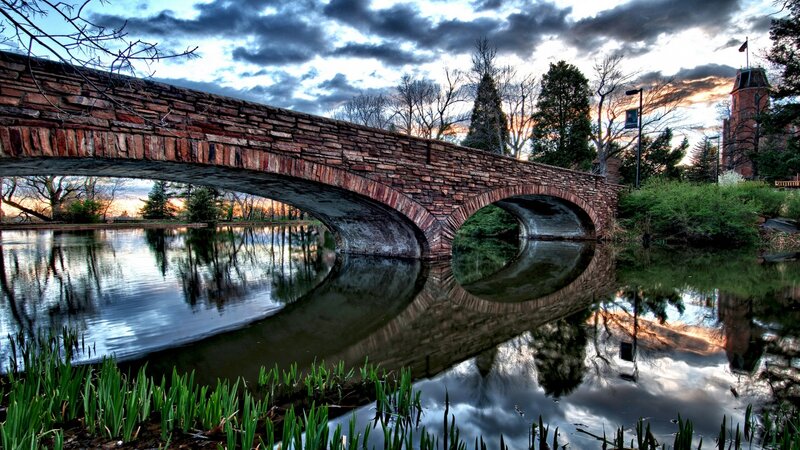 Stone Arch Bridge — Blue, Dramatic, Sunset