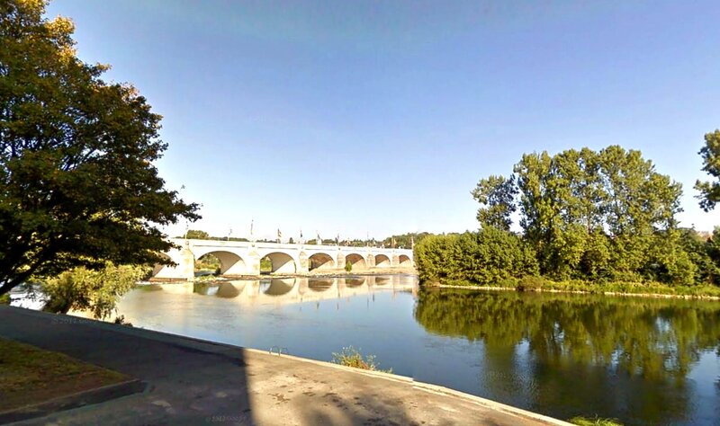 Stone Arch Bridge — Blue, Serene, Afternoon, Photograph, River