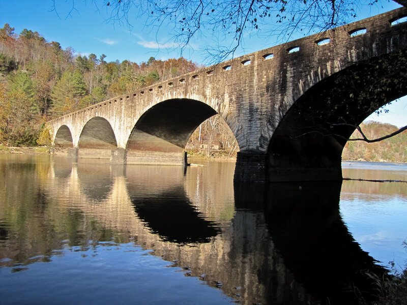 Stone Arch Bridge — Blue, Serene, Autumn