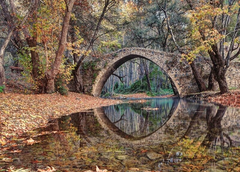 Stone Arch Bridge — Brown, Serene, Autumn