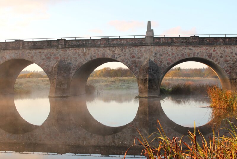 Stone Arch Bridge — Brown, Serene, Morning