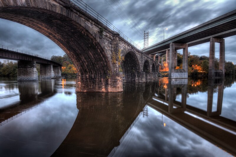 Stone Arch Bridge — Gray, Dramatic, Night