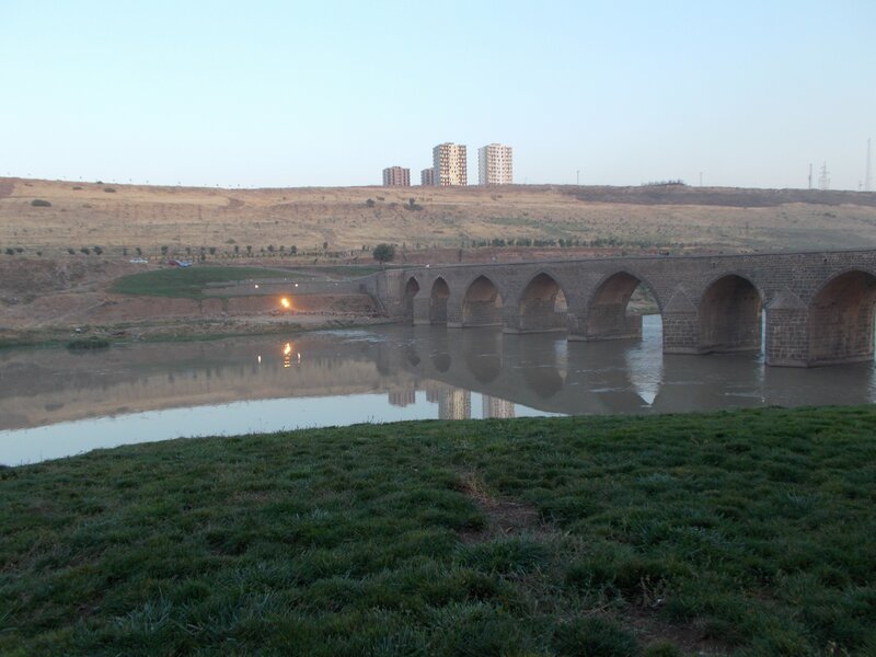 Stone Arch Bridge — Green, Calm, Sunset, Photograph, River