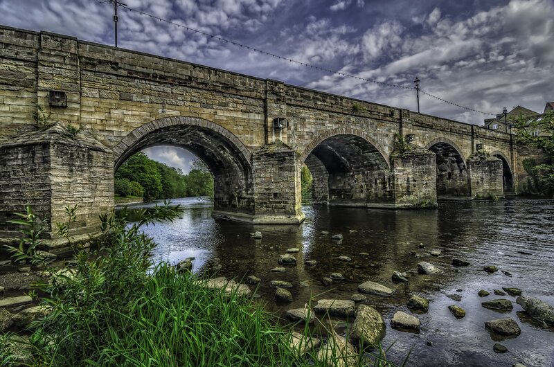Stone Arch Bridge — Green, Dramatic, Afternoon, Photograph, River
