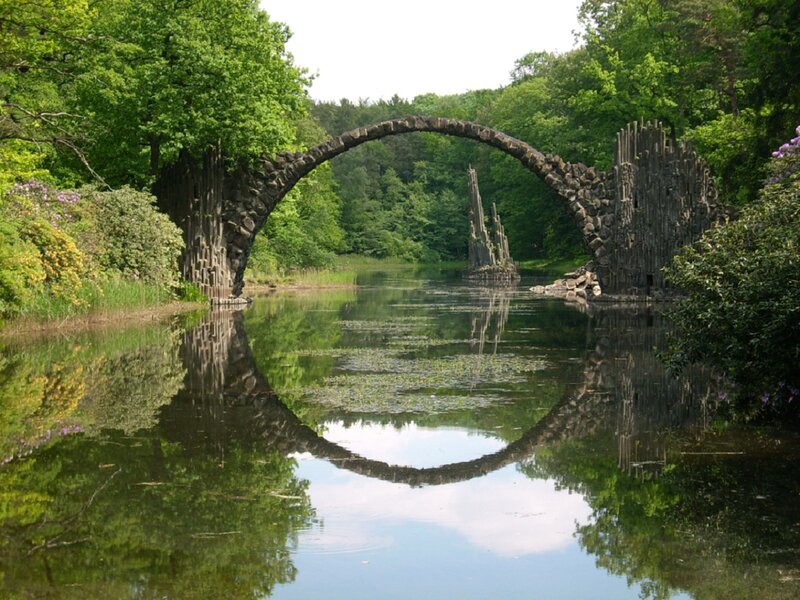 Stone arch bridge in a park