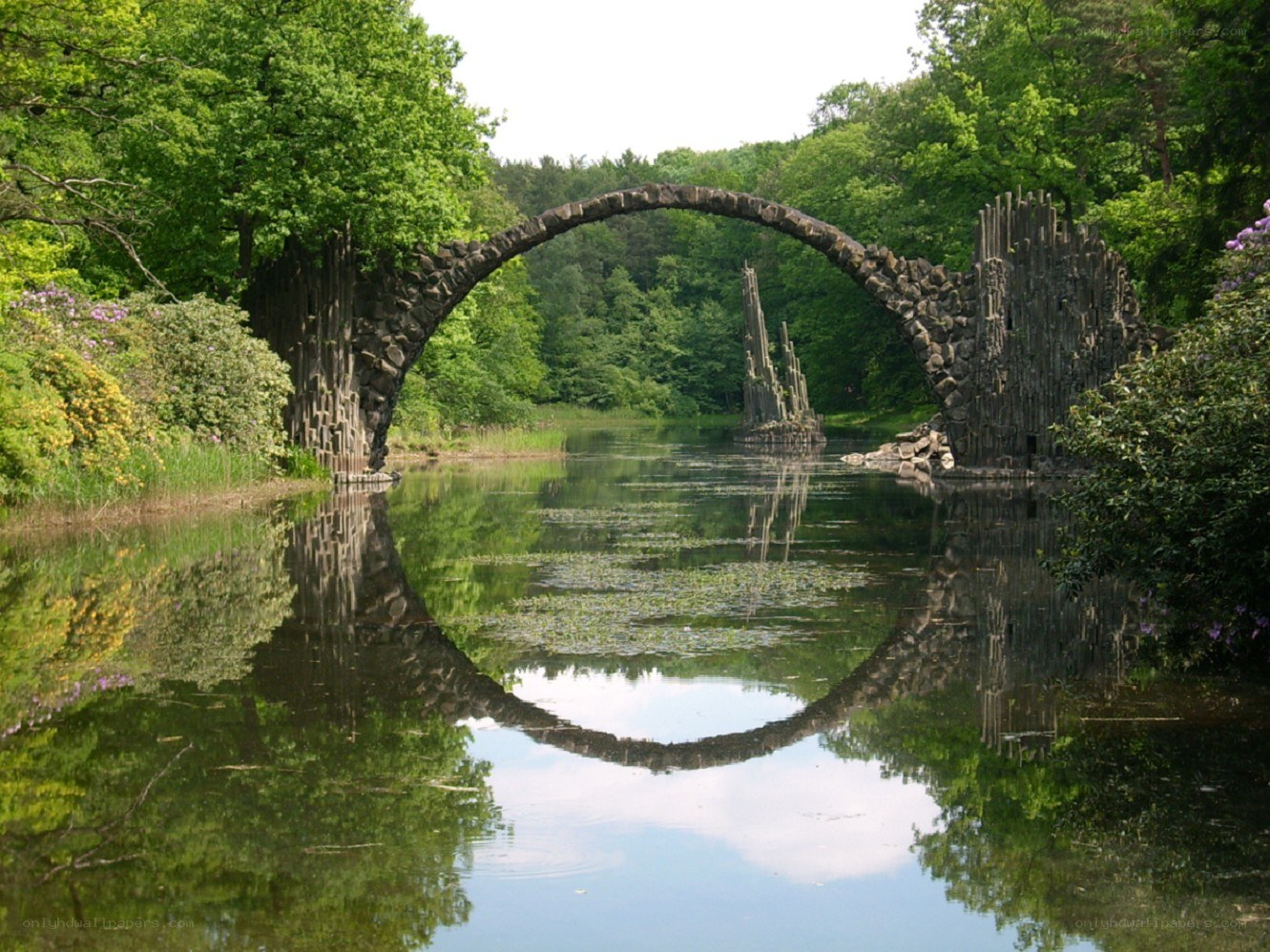 Stone arch bridge in a park