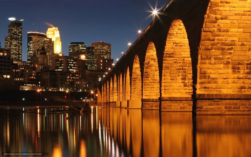 Stone Arch Bridge — Orange, Dramatic, Night