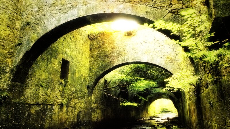 Stone Arch Tunnel — Green, Dramatic