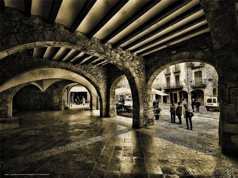 Stone arches in a historic town