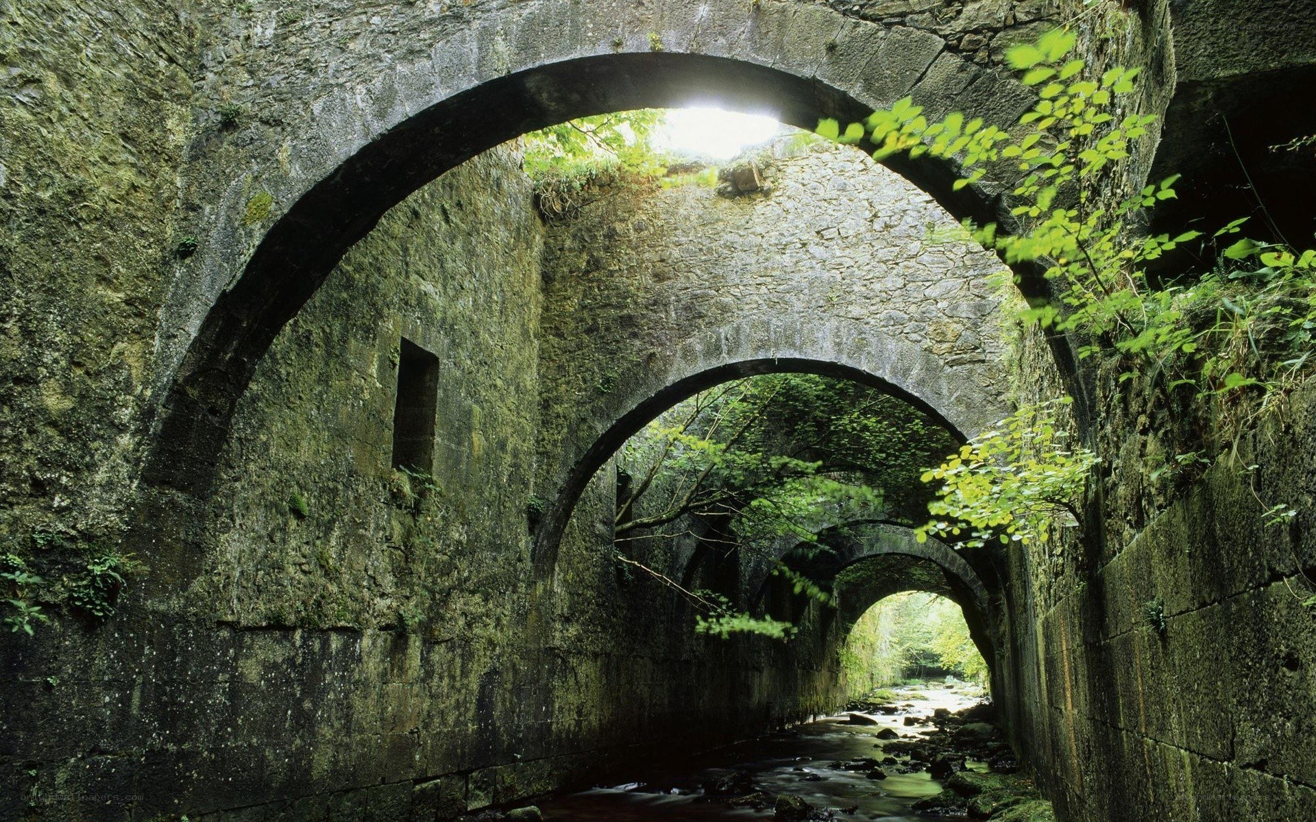 Stone arches over a river