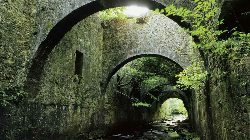 Stone arches over a river