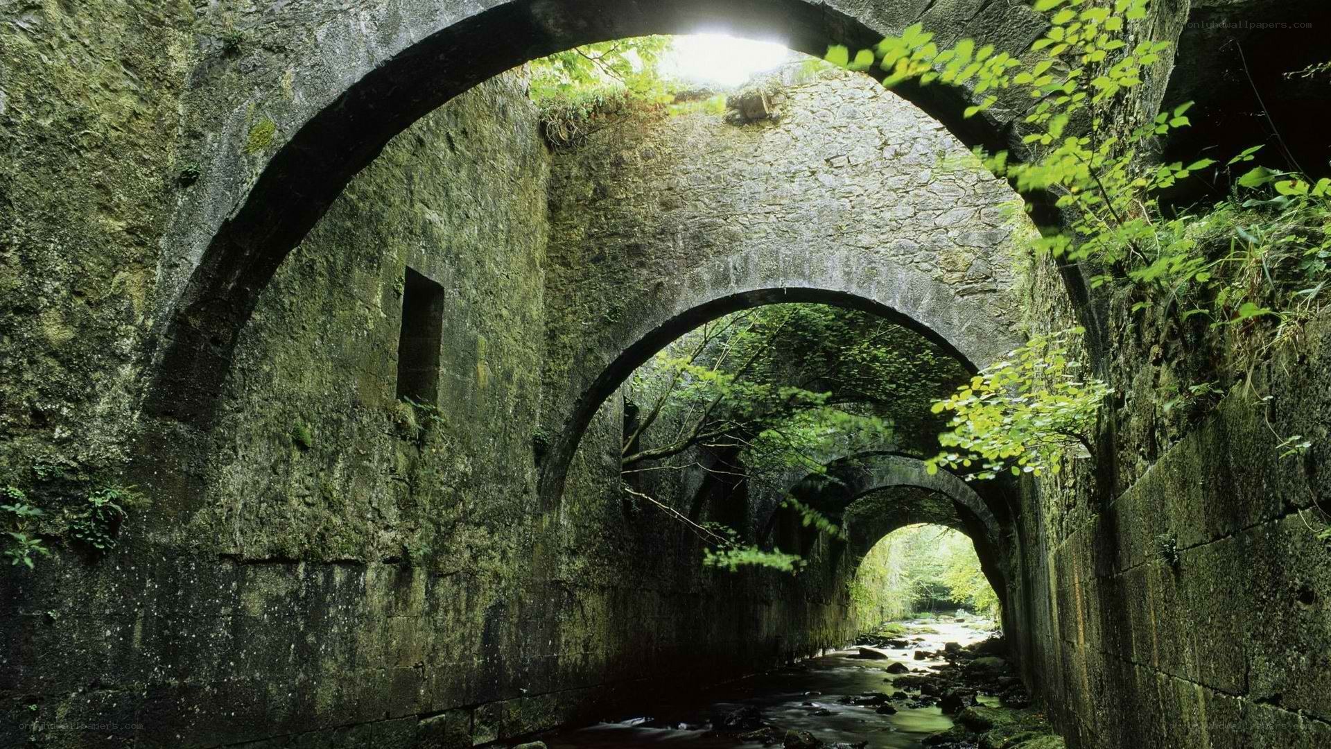 Stone arches over a river