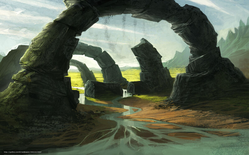 Stone arches over a river