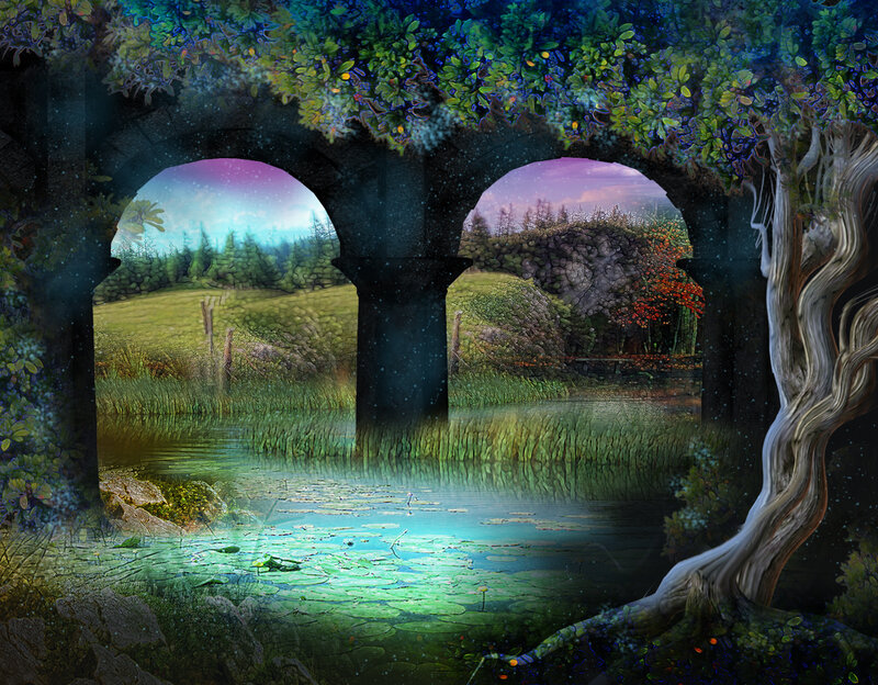 Stone Arches over Pond